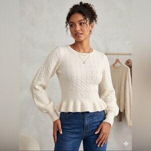 Cyrus Cream Textured Knit Top